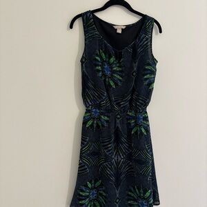 Banana Republic Black and Green Midi Dress